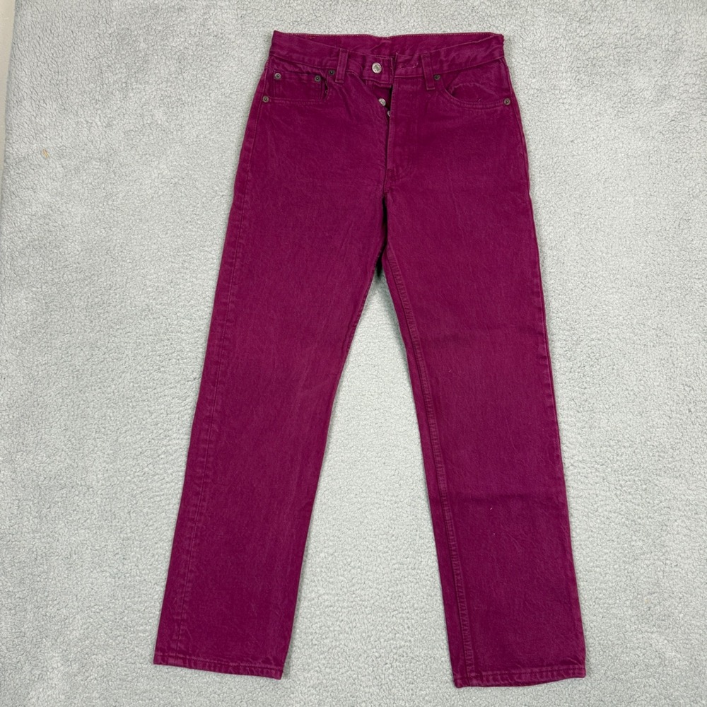 Vintage 1986 Levis 501 Magenta Purple Jeans Made in USA Button Fly 30x30
